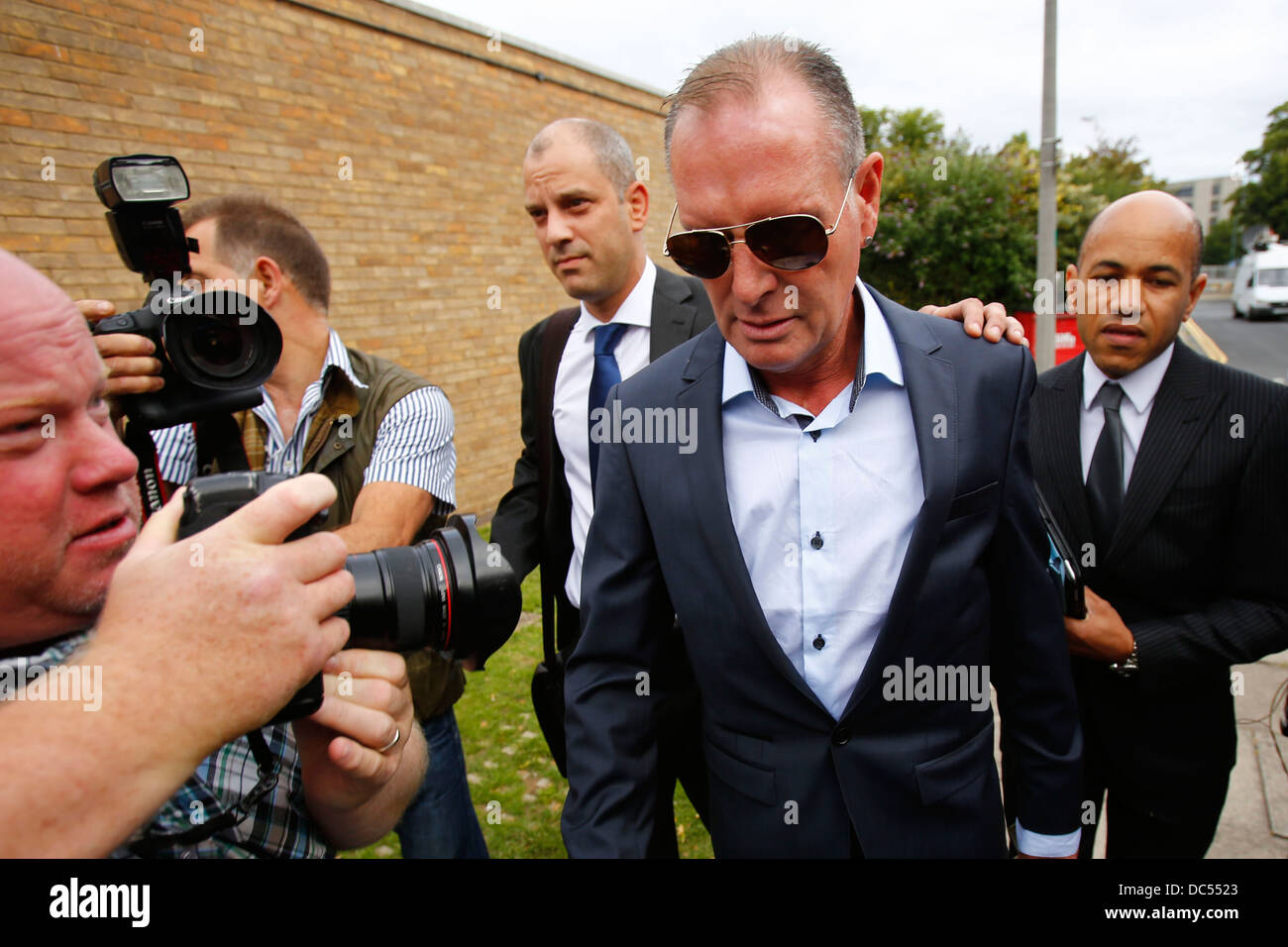 Former England star Paul Gascoigne at Stevenage Magistrates Court in Stevenage Britain 05 August 2013 . Stock Photo