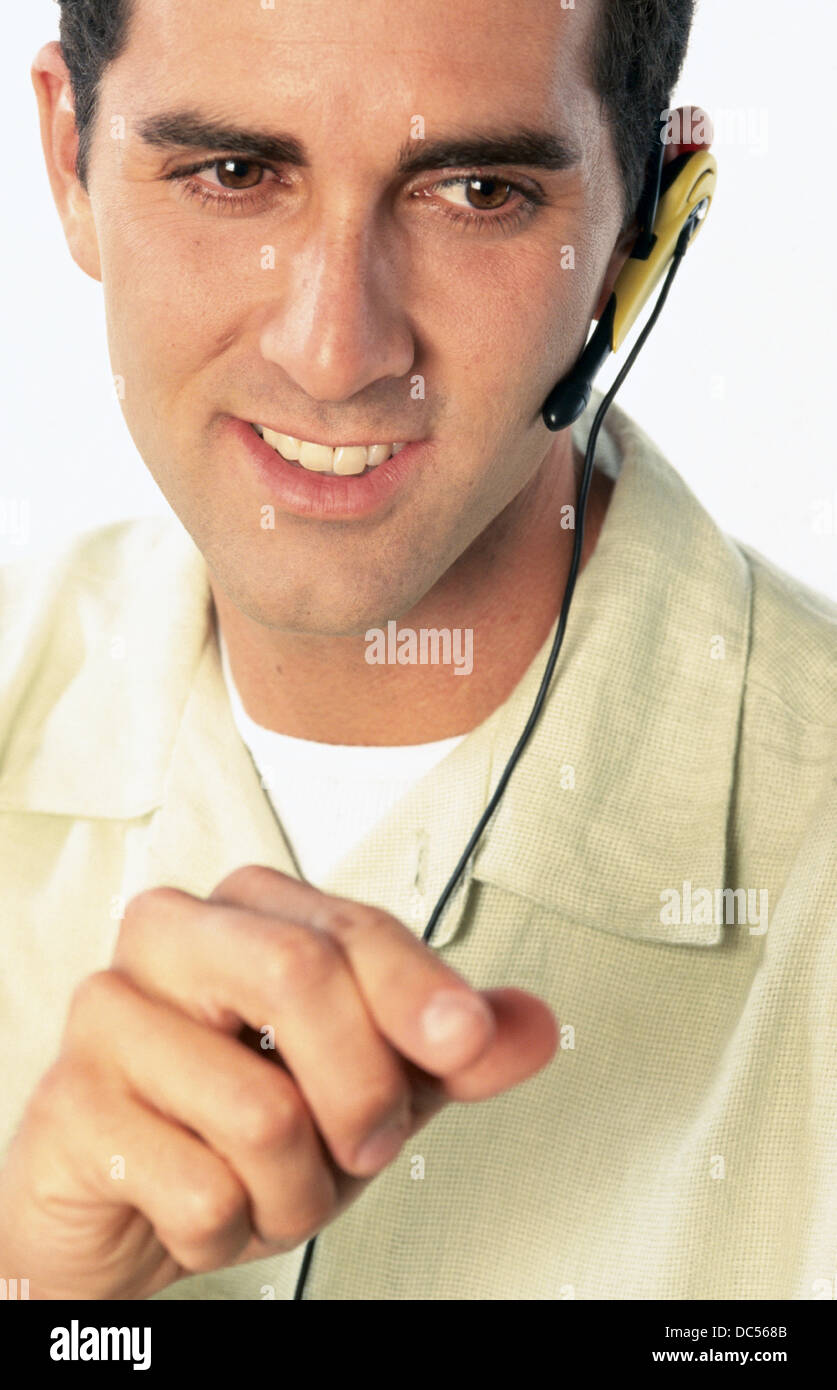 Man with phone headset Stock Photo Alamy