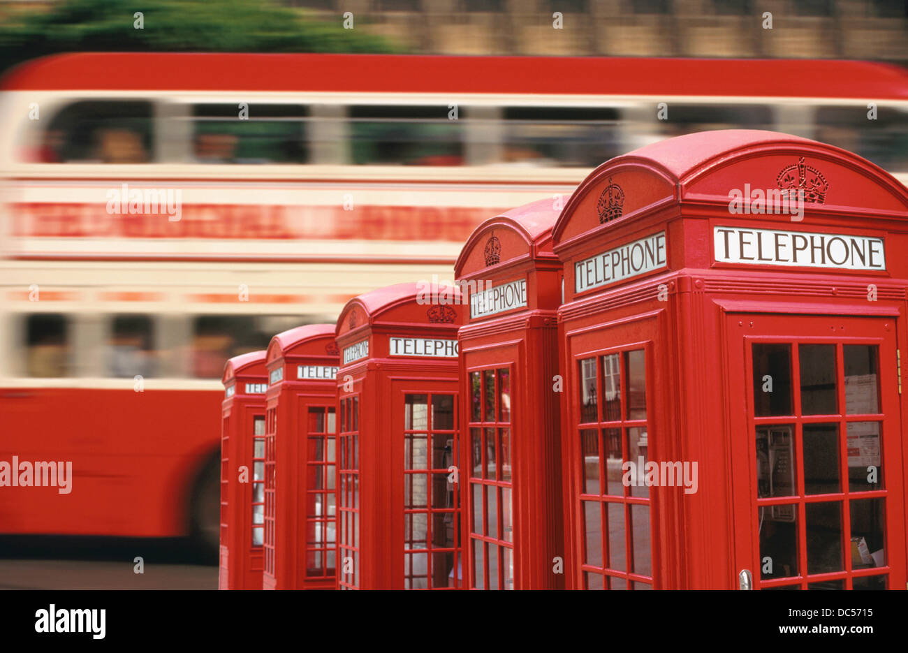 Bus and telephone boxes. London. England Stock Photo Alamy