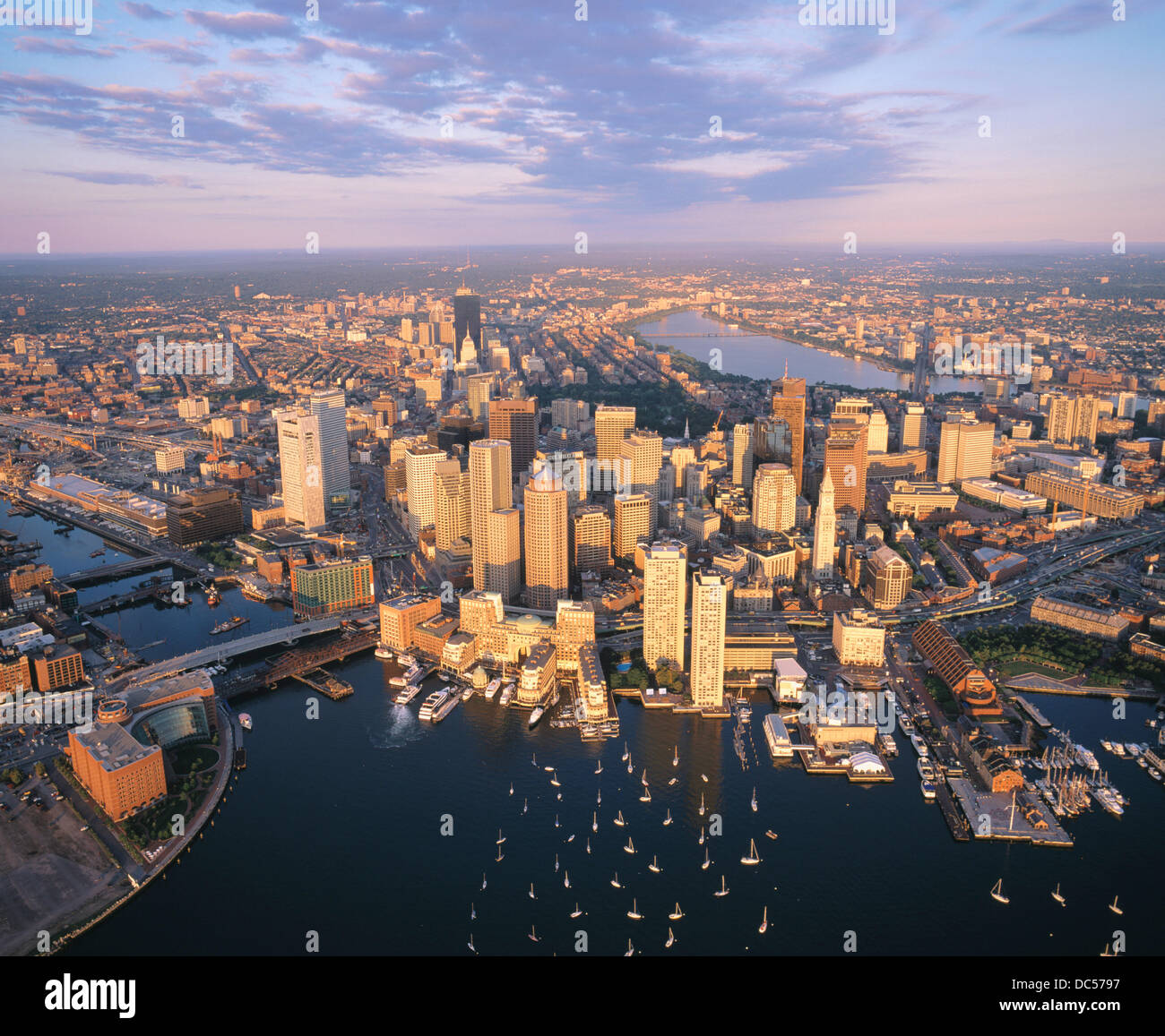 Aerial view of waterfront downtown, Boston, MA Stock Photo Alamy
