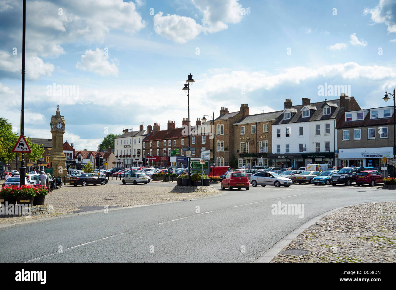 The market square of the North Yorkshire Market Town of Thirsk, Northern England, UK Stock Photo