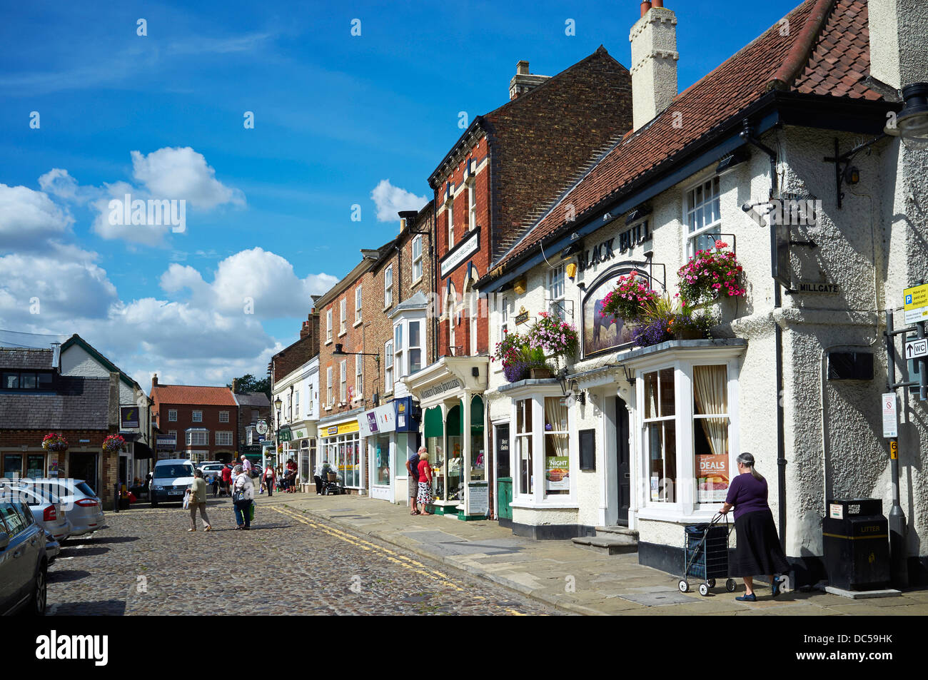 The market square of the North Yorkshire Market Town of Thirsk, Northern England, UK Stock Photo