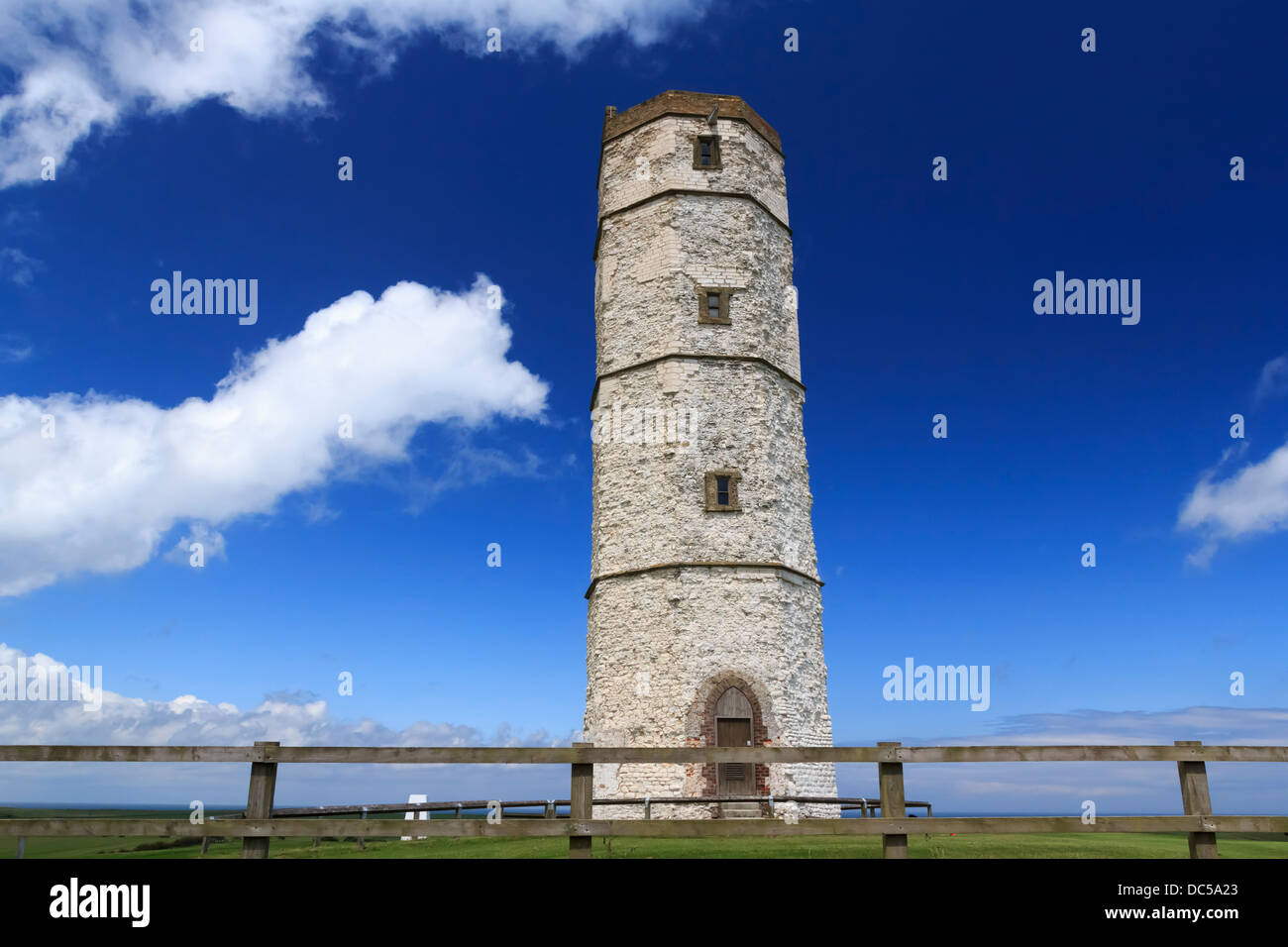 Chalk lighthouse at Flamborough Head the oldest in England, Yorkshire UK Europe Stock Photo