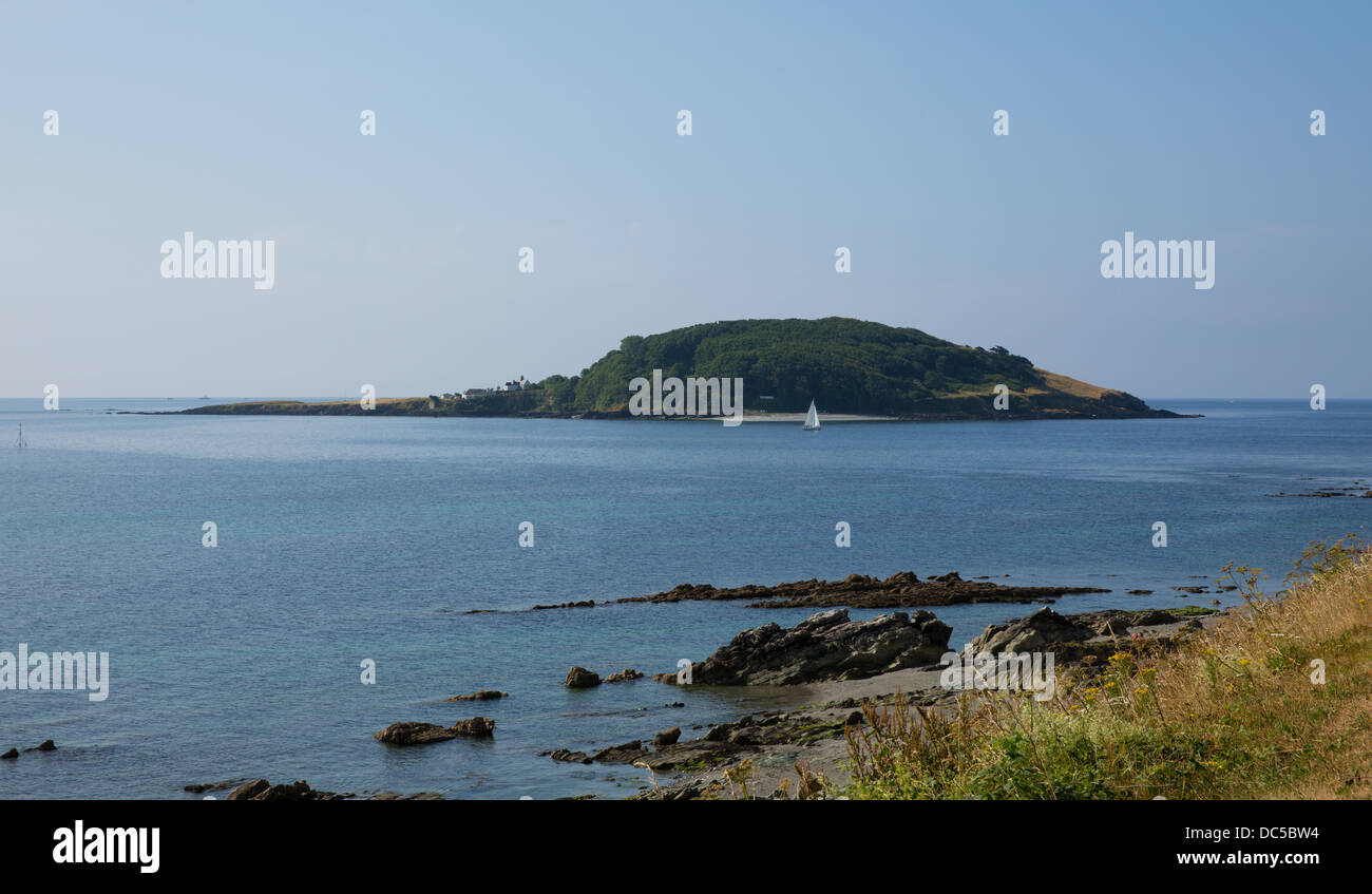 St Georges Island, known as Looe Island Cornwall UK just off the coast of Looe town Stock Photo