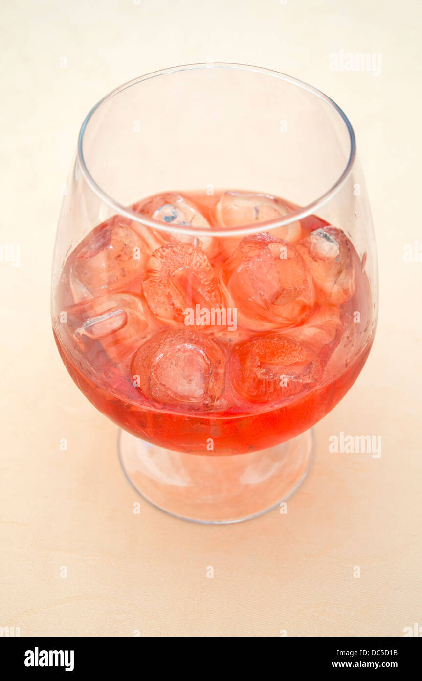 Glass of pacharan, typical Spanish liqueur. Stock Photo