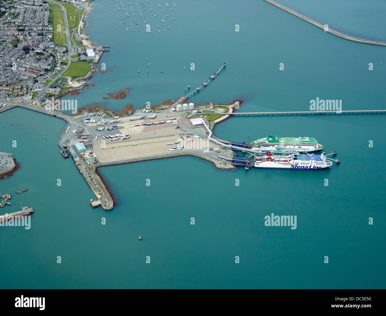 Holyhead Harbour and Ferry Terminal, Anglesey, North West Wales UK Stock Photo