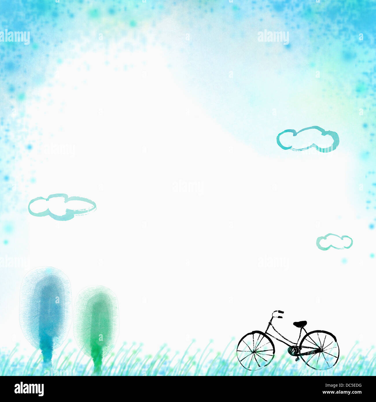 illustration of memo template featuring bicycle Stock Photo Alamy