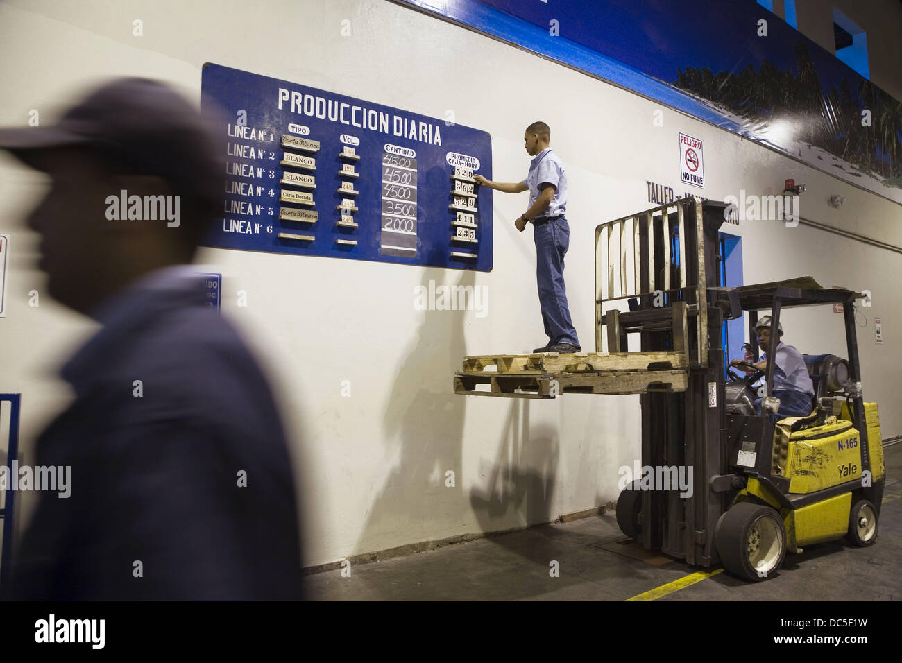 Brugal Rum Factory. Information panel of daily output. Puerto Plata