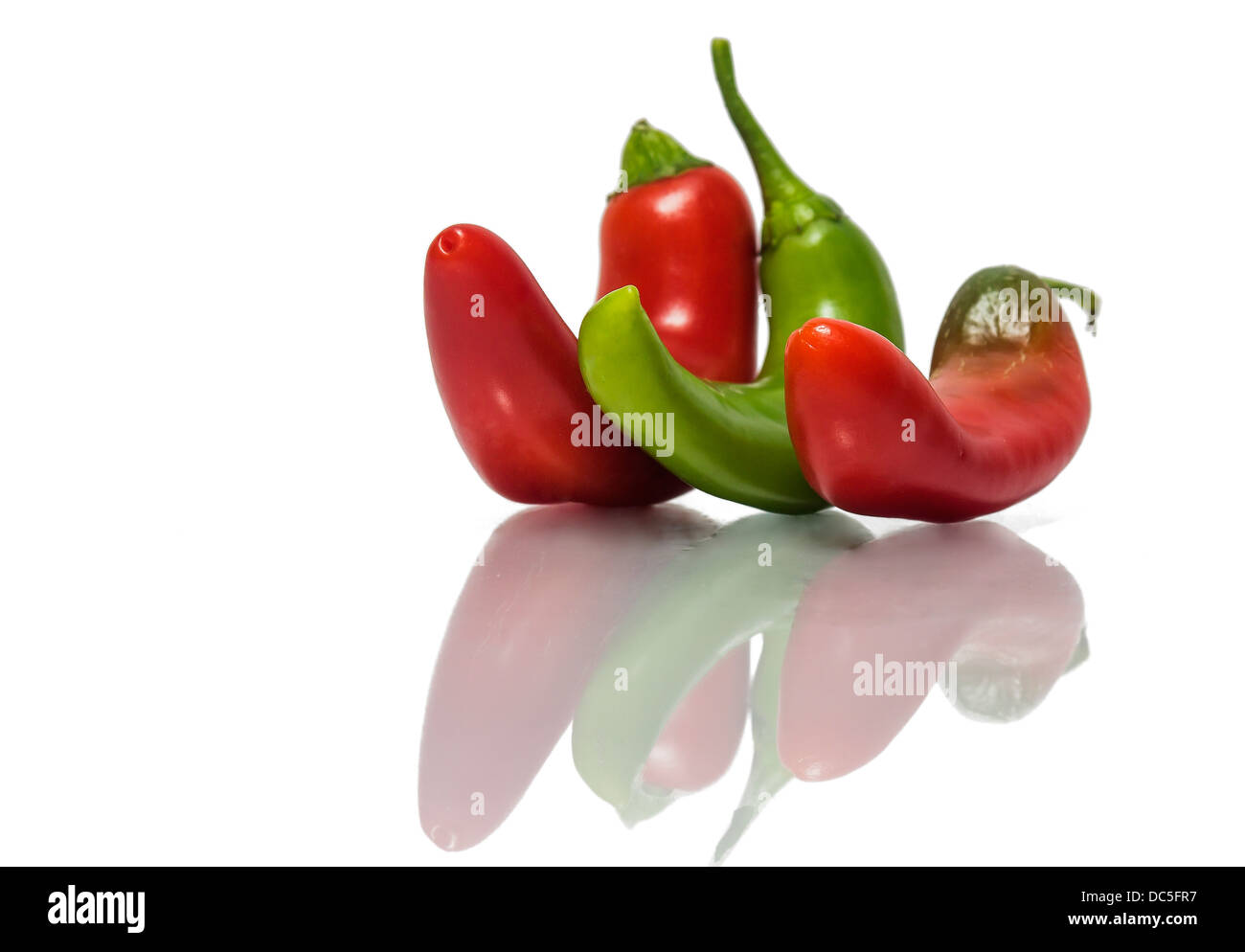 hot pepper red and green on a white background Stock Photo