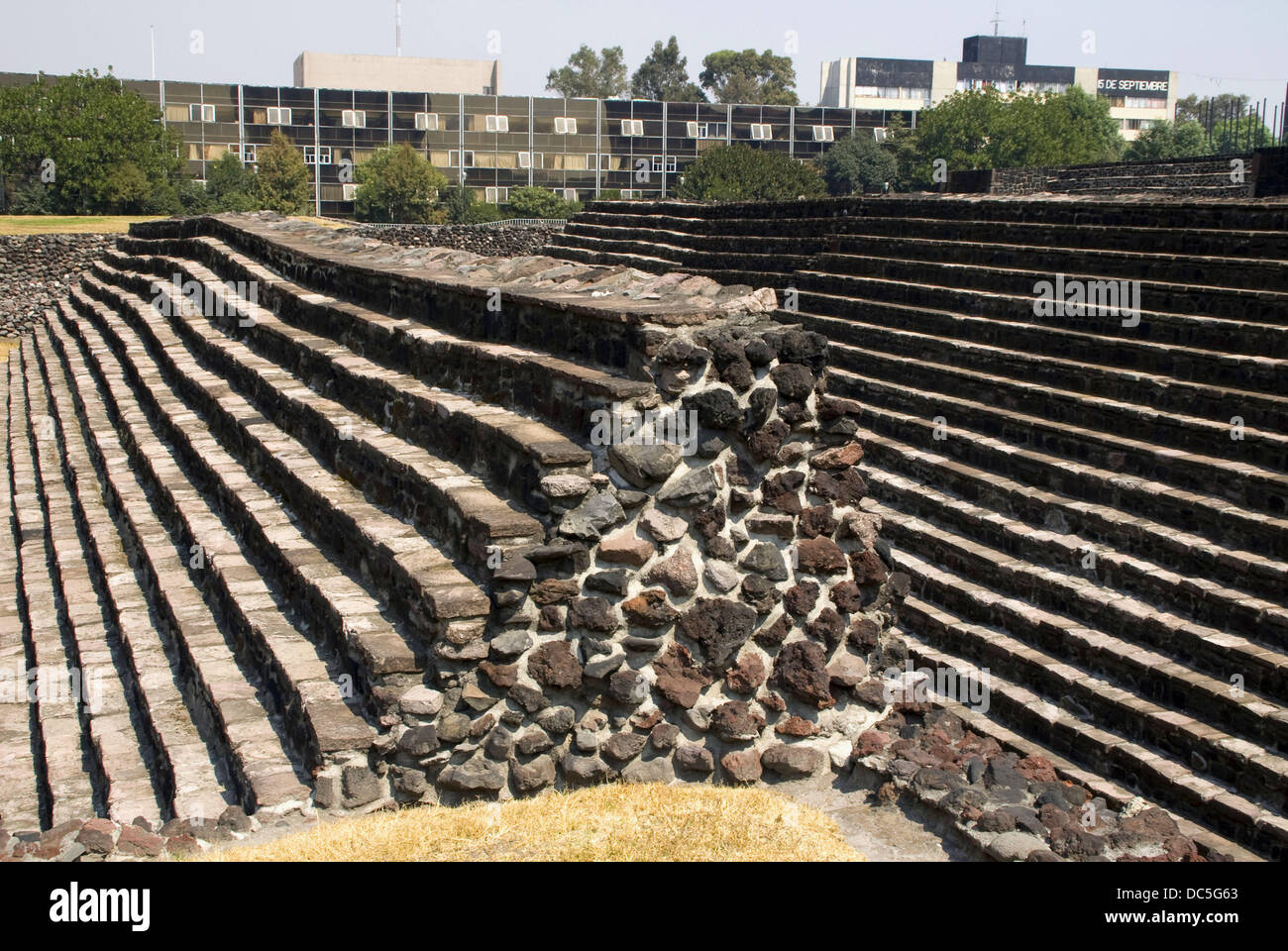 The Aztecs Ruins of Templo Mayor in Archaeological Site of Tlatelolco.Mexico City. Stock Photo