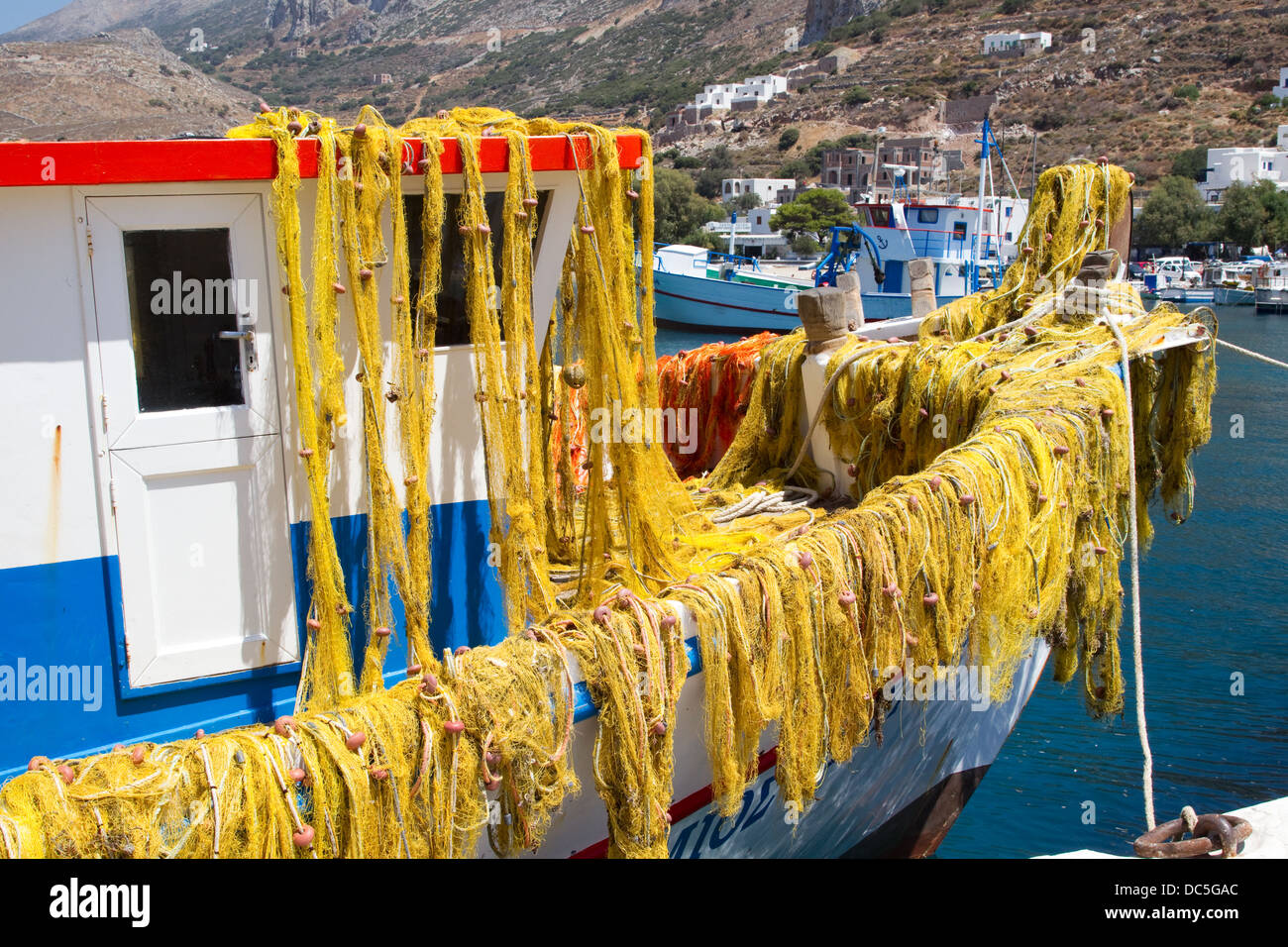 Greek Kaiki or Fishing boat Stock Photo