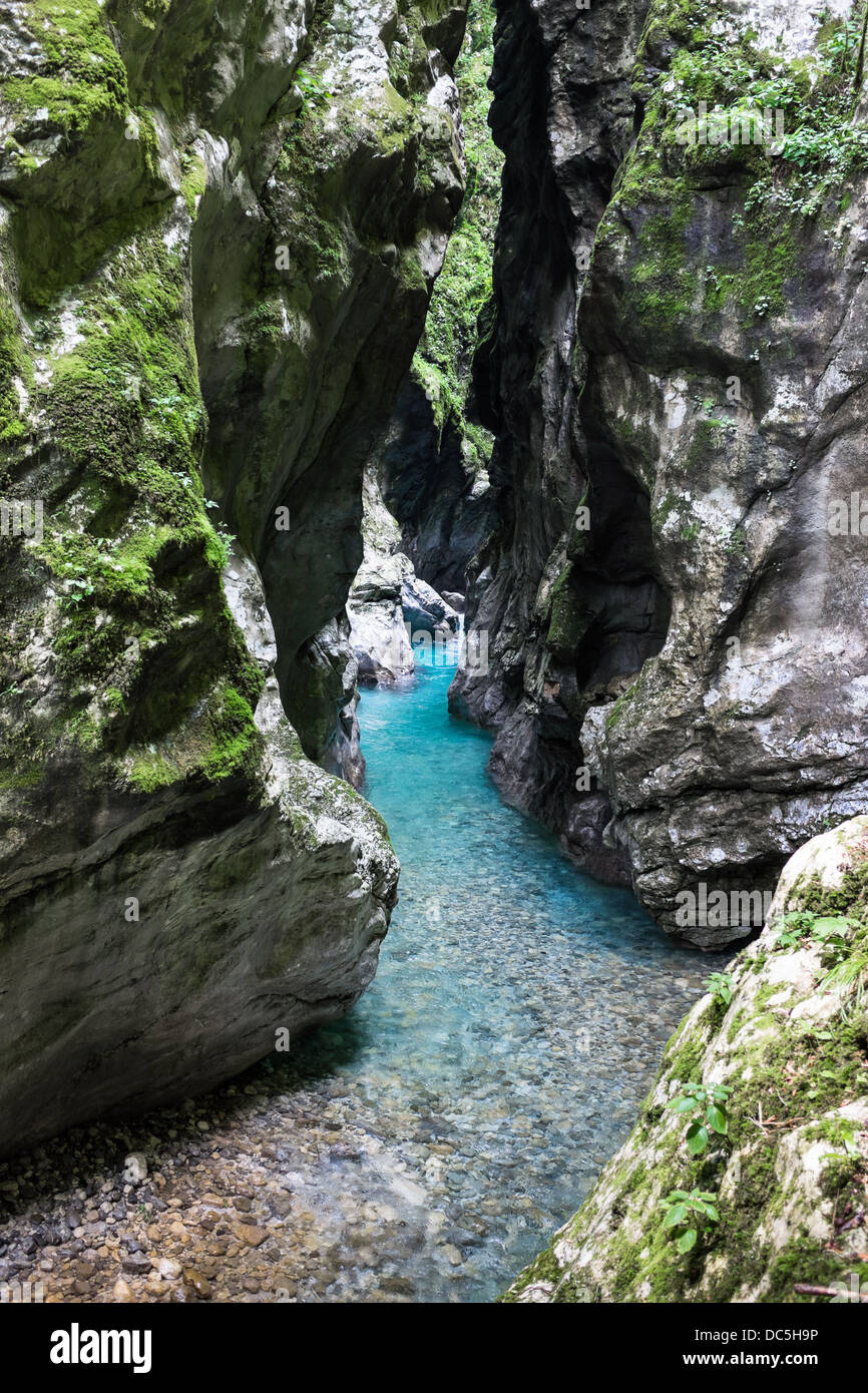 Tolminka river gorge near Tolmin Slovenia Stock Photo
