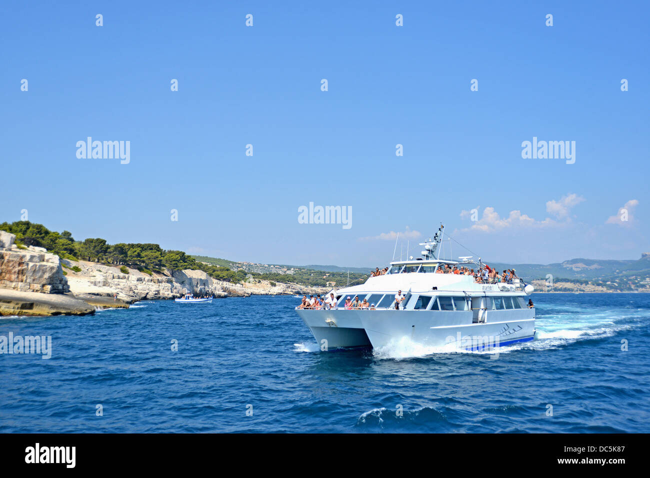 boating near The Calanques of Marseille Bouche-du-Rhone France Stock Photo