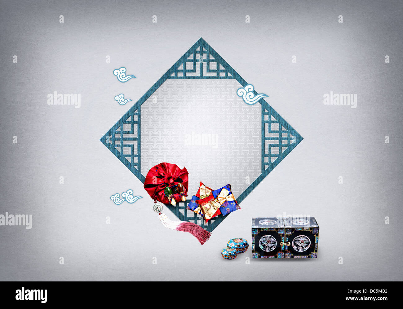 illustration-meno-template-with-a-korean-traditional-concept-stock