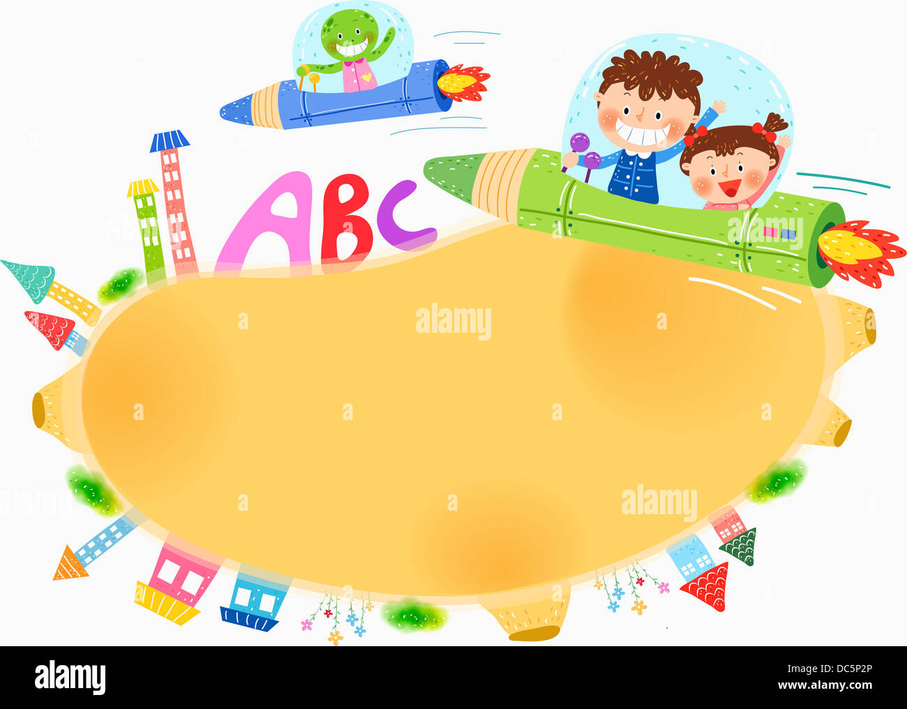 illustration of kids playing with alphabets Stock Photo - Alamy