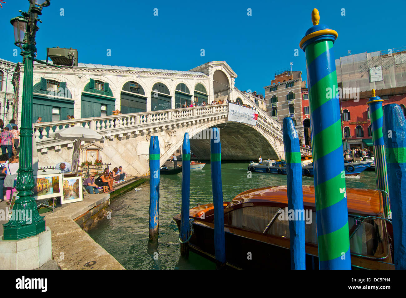 Venice Italy Rialto bridge view one of the icons of the town Stock ...