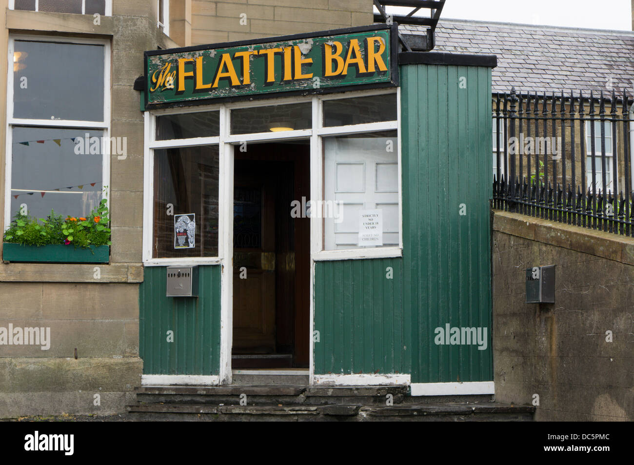 Entrance to The Flattie Bar. Stock Photo