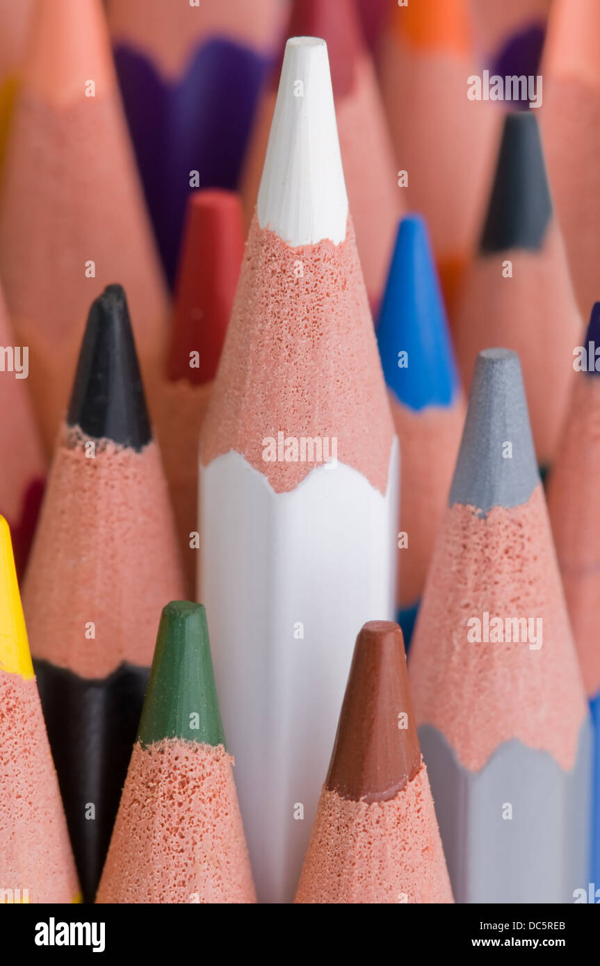 close view of colour pencils Stock Photo