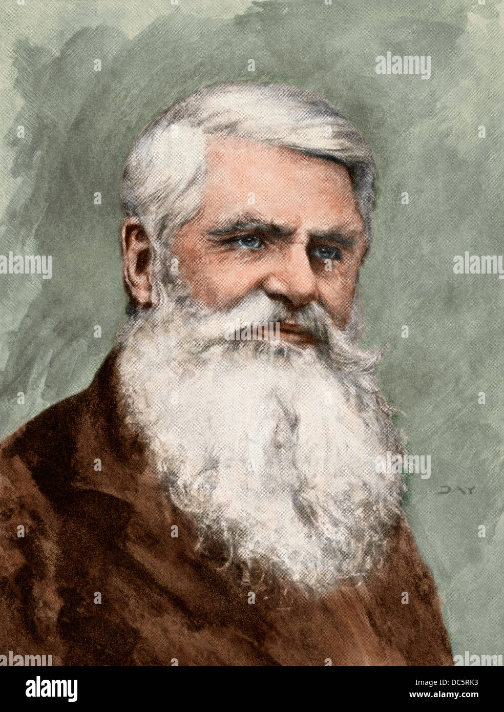 British naturalist Alfred Russell Wallace. Digitally colored halftone of an illustration Stock Photo