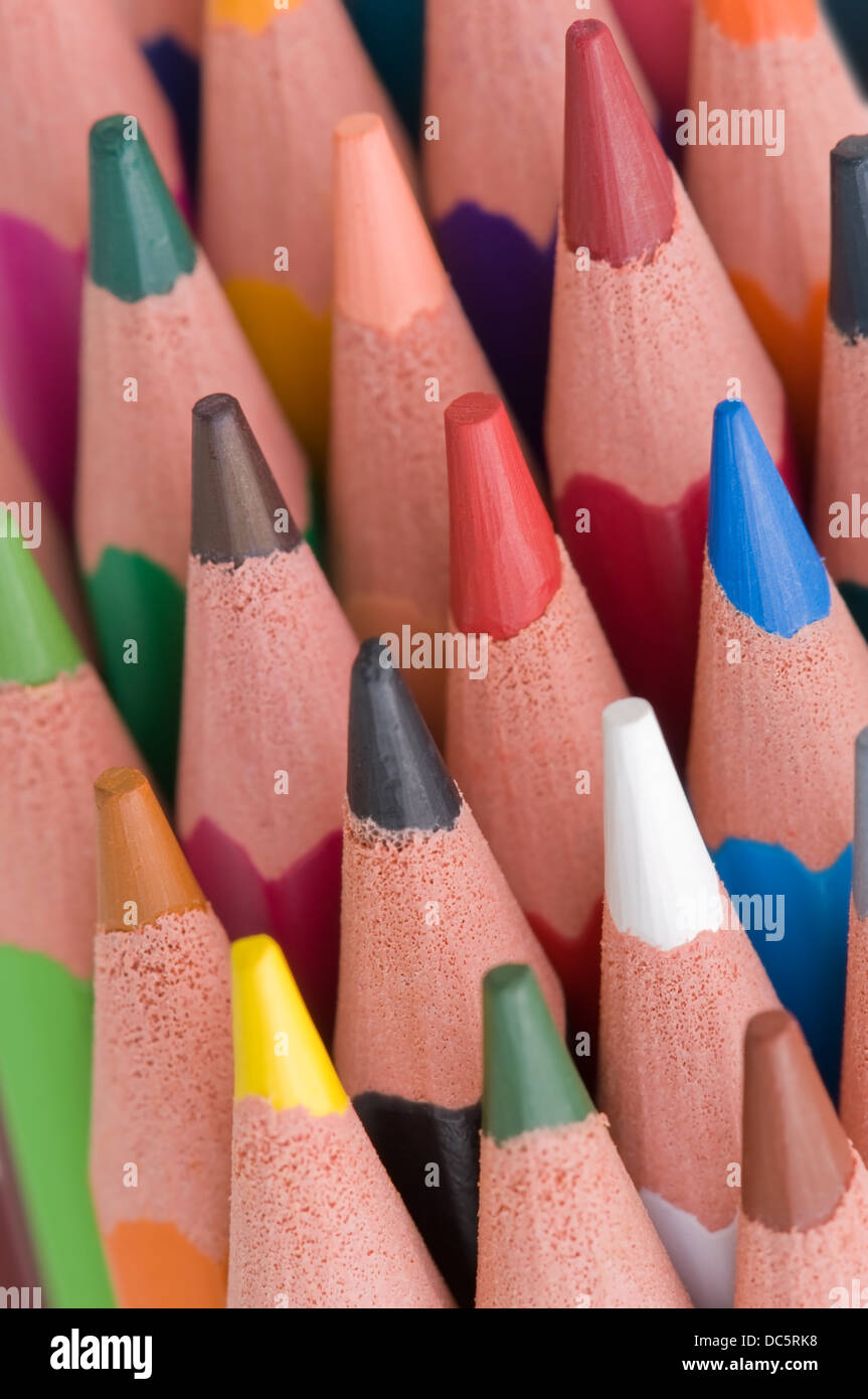 close view of colour pencils Stock Photo