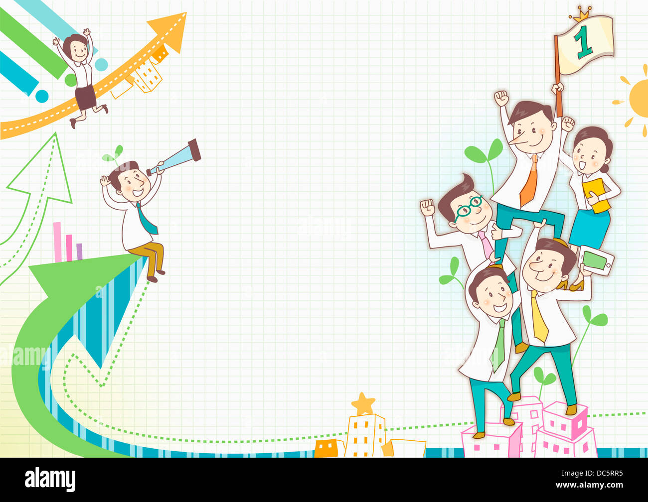 Number One Is Work illustration of business people working hard for number one Stock Photo ...
