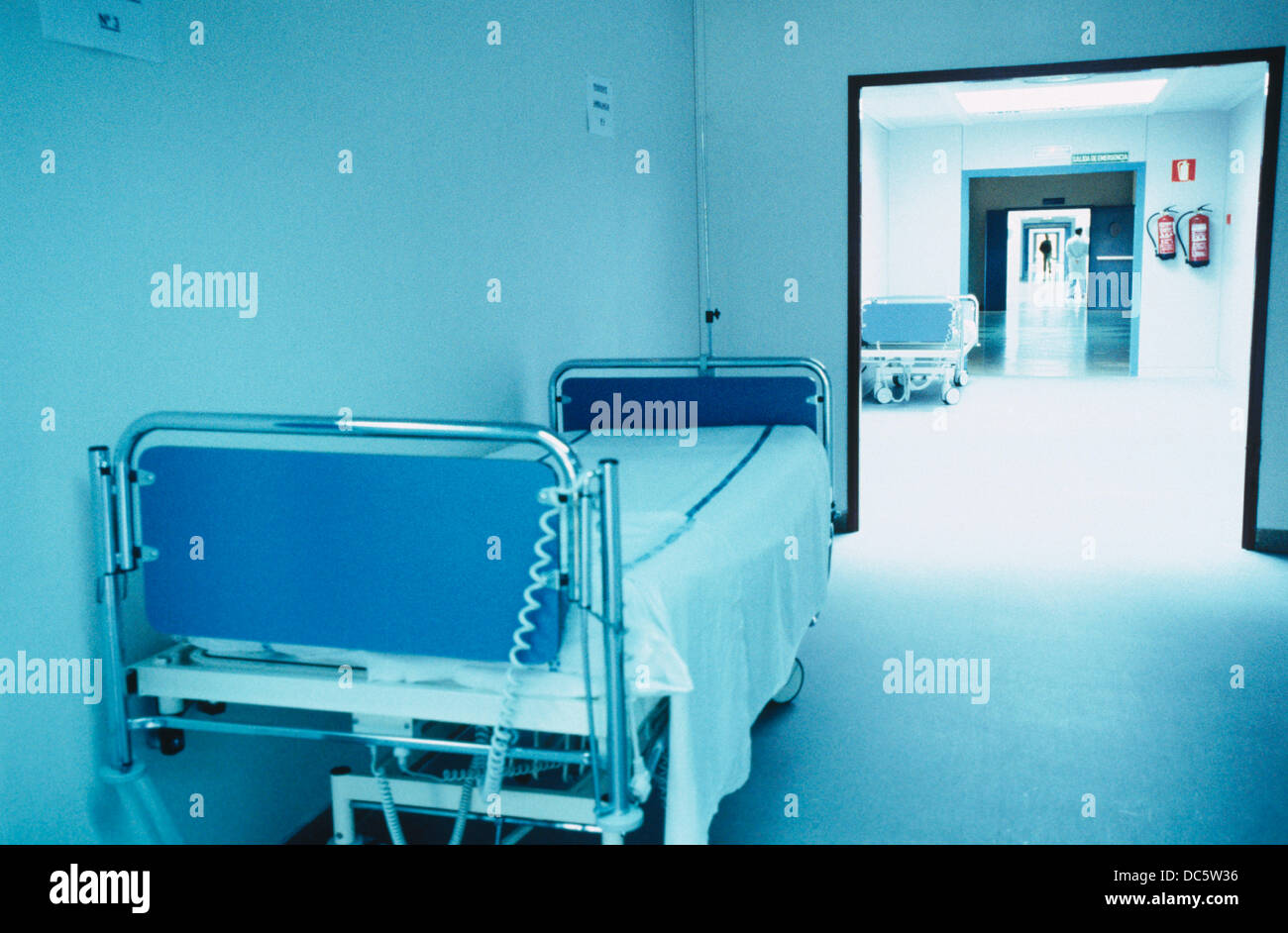 Beds in emergency area at hospital Stock Photo Alamy