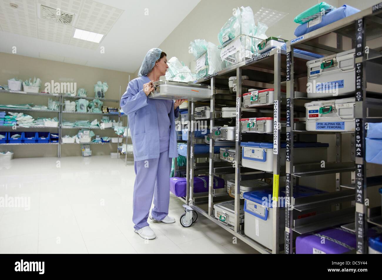 Store of sterilized surgical instruments and supplies, operating room. Hospital Policlinica