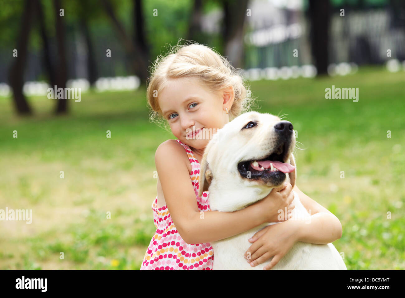 little girl with her dog Stock Photo - Alamy
