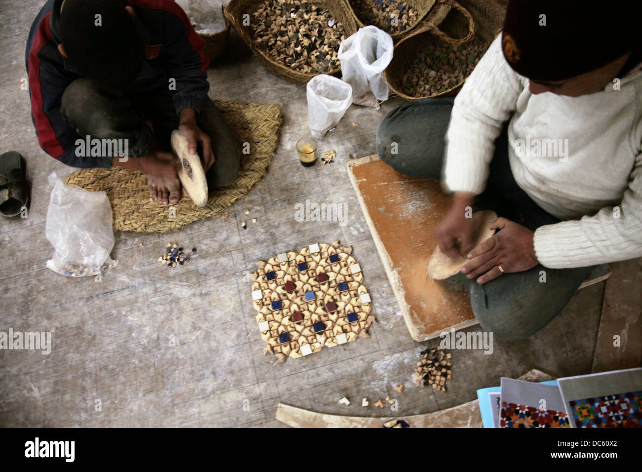Cutting ´zellige´ (ceramic tiles) at the ´Cooperative des Maalems