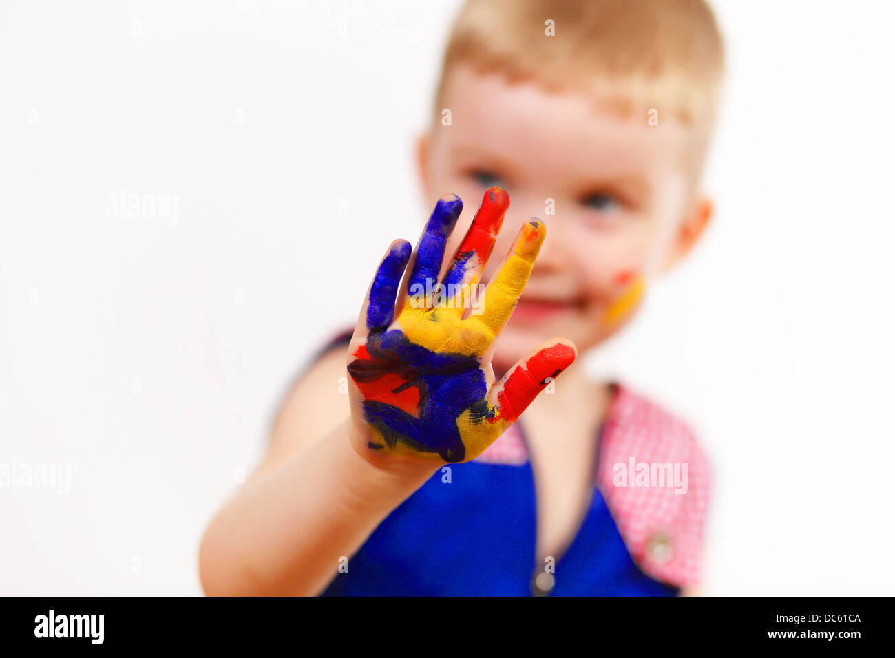 happy child with paint on the hands Stock Photo - Alamy