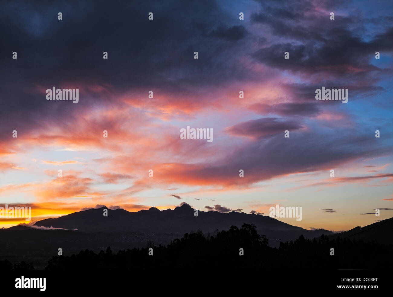 Mountain Sunset, Valley Latacunga, Ecuador Stock Photo