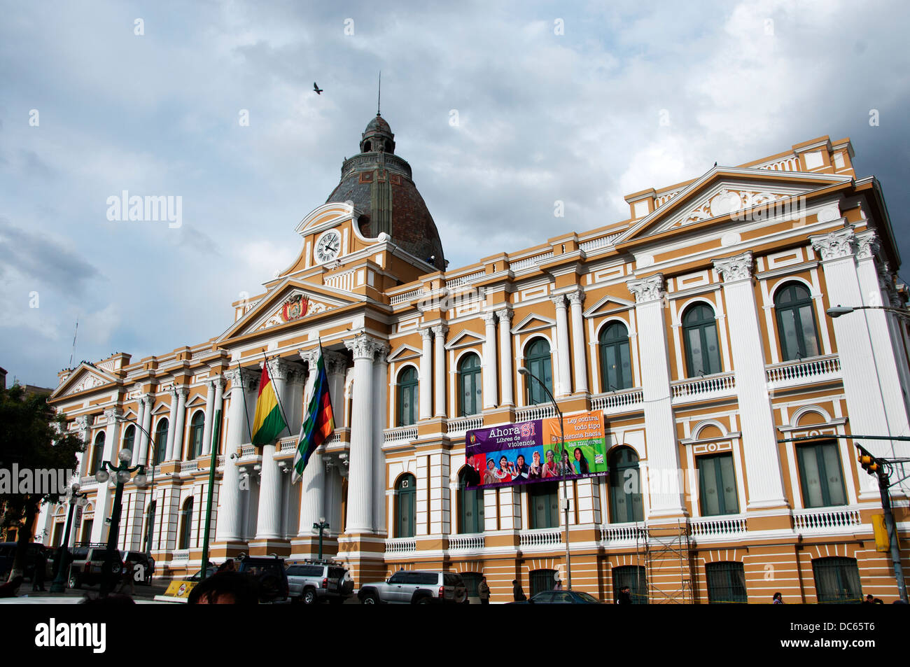 La Paz, Bolivia July 2013. Palacio legislativo, seat of Bolivian Parliament, Plaza Murillo Stock Photo