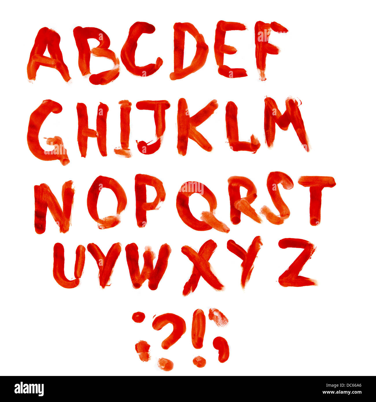Bloodly alphabet full set isolated on white background Stock Photo