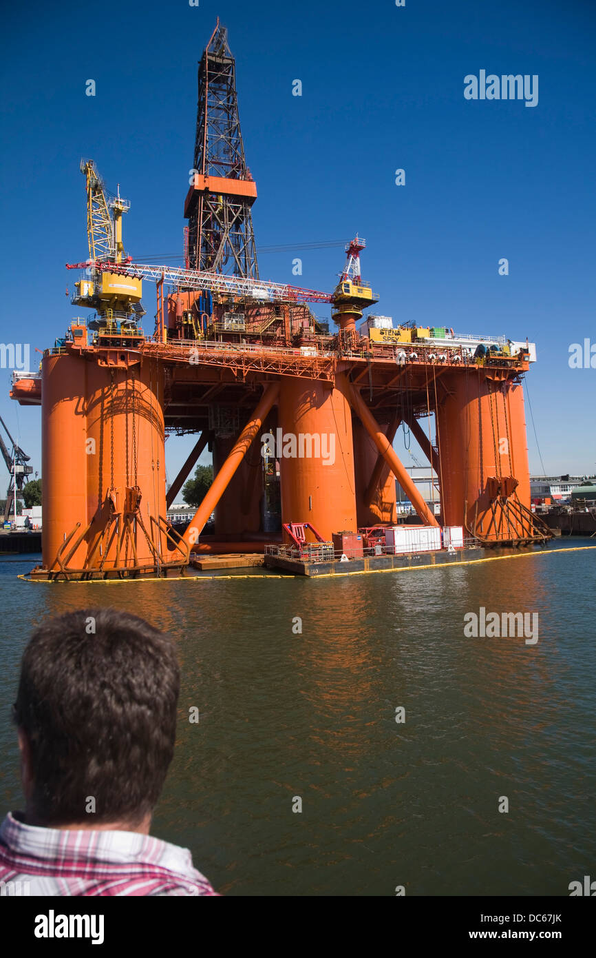 Stena Spey drilling rig platform Keppel Verolme shipyard Botlek Port of Rotterdam Netherlands Stock Photo