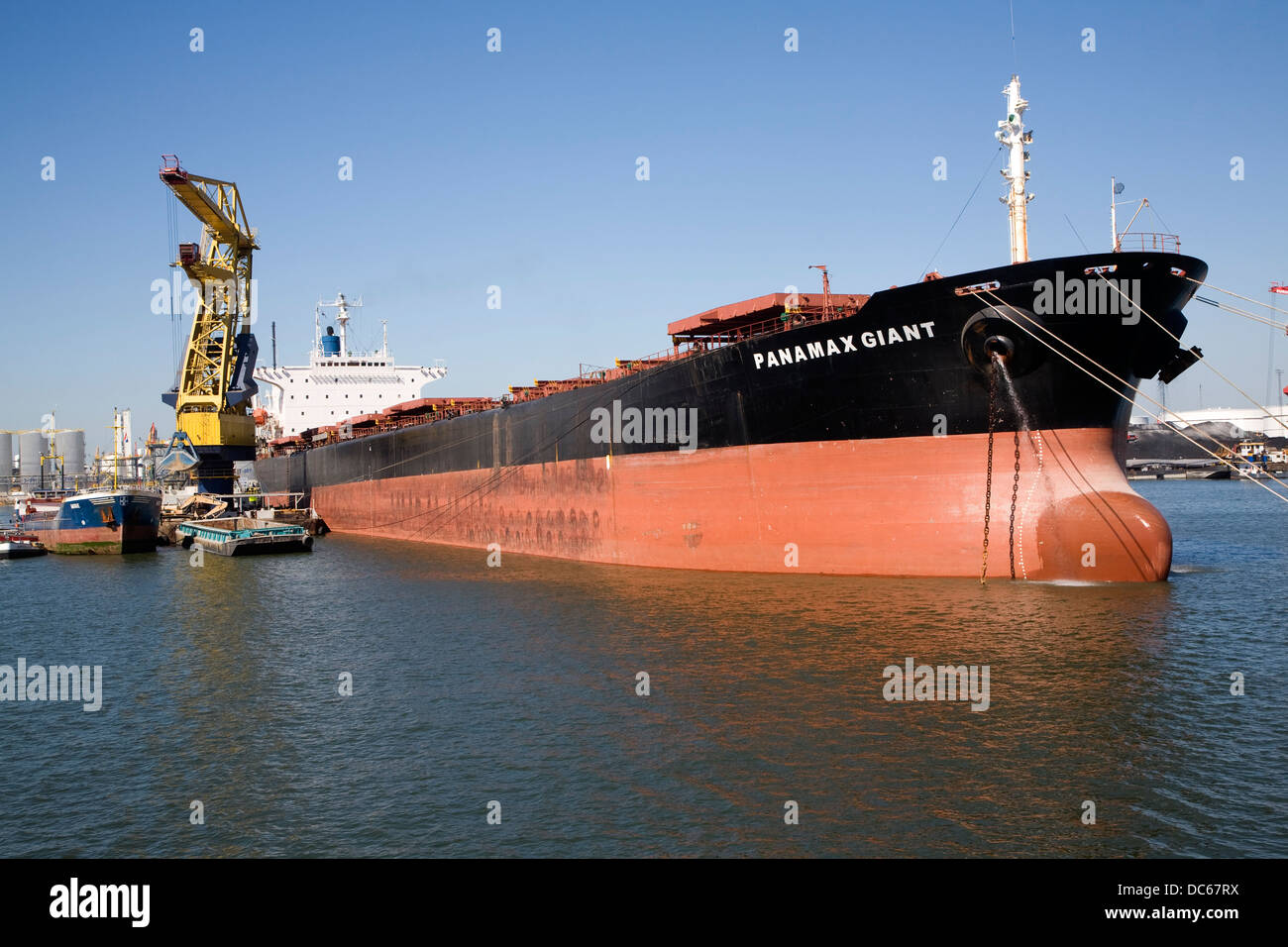 Panamax Giant bulk carrier ship in Botlek Port of Rotterdam