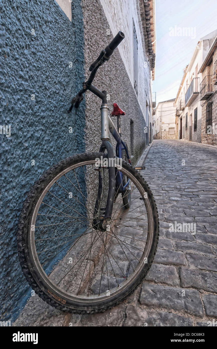 Bike a Sabiote street, Jaen province, Andalusia, Spain Stock Photo
