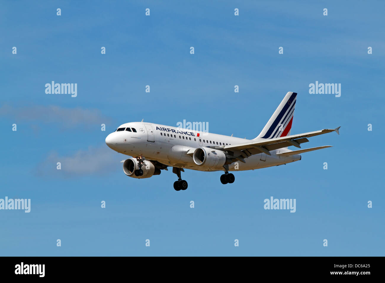 Air France Airbus A318-11155 on final approach to Copenhagen Airport, Denmark Stock Photo