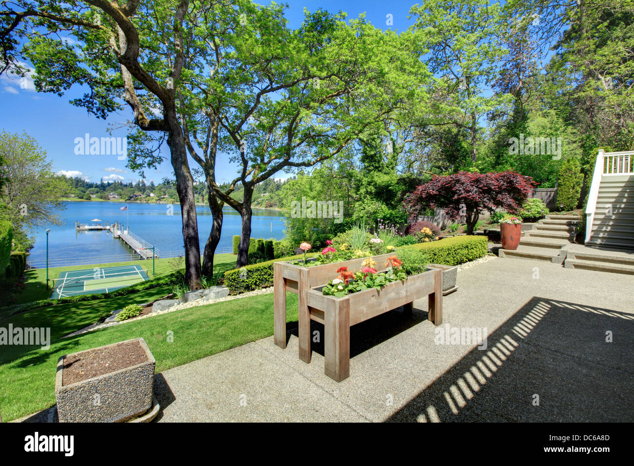 Luxury real estate lake view from home balcony Stock Photo Alamy