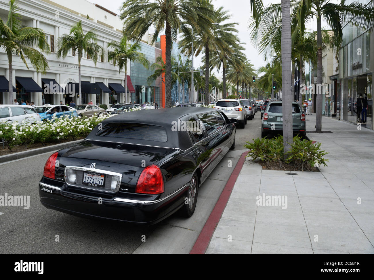 Limousine, Rodeo Drive, Beverly Hills, CA Stock Photo