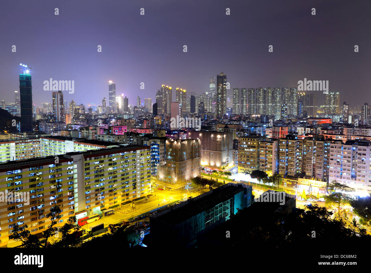 downtown in Hong Kong at night Stock Photo - Alamy
