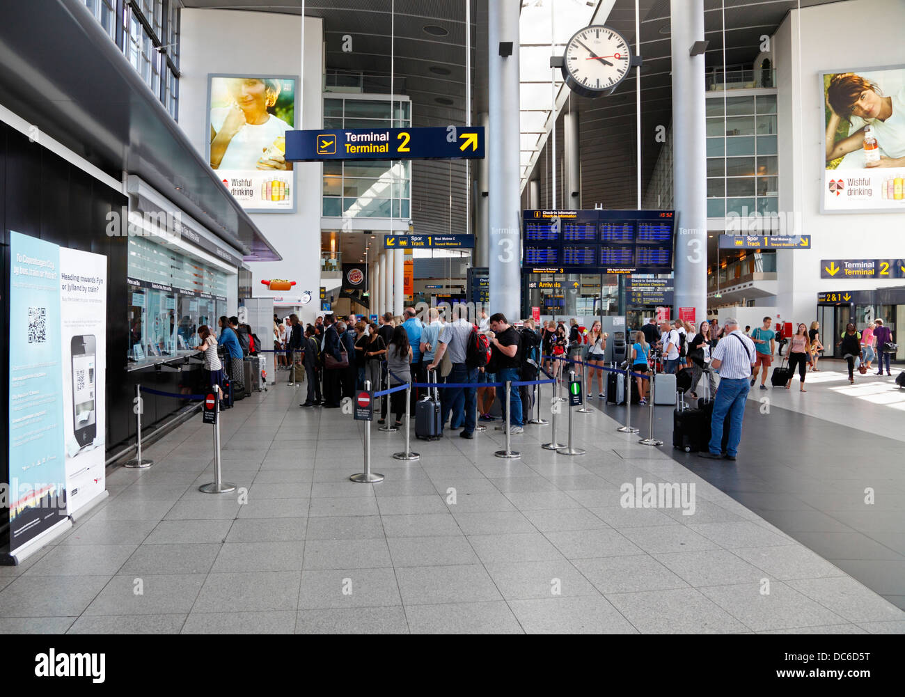 Entrance hall. Copenhagen Airport, CPH, Denmark. Main airport serving denmark and the Øresund, The Sound, Region. Stock Photo