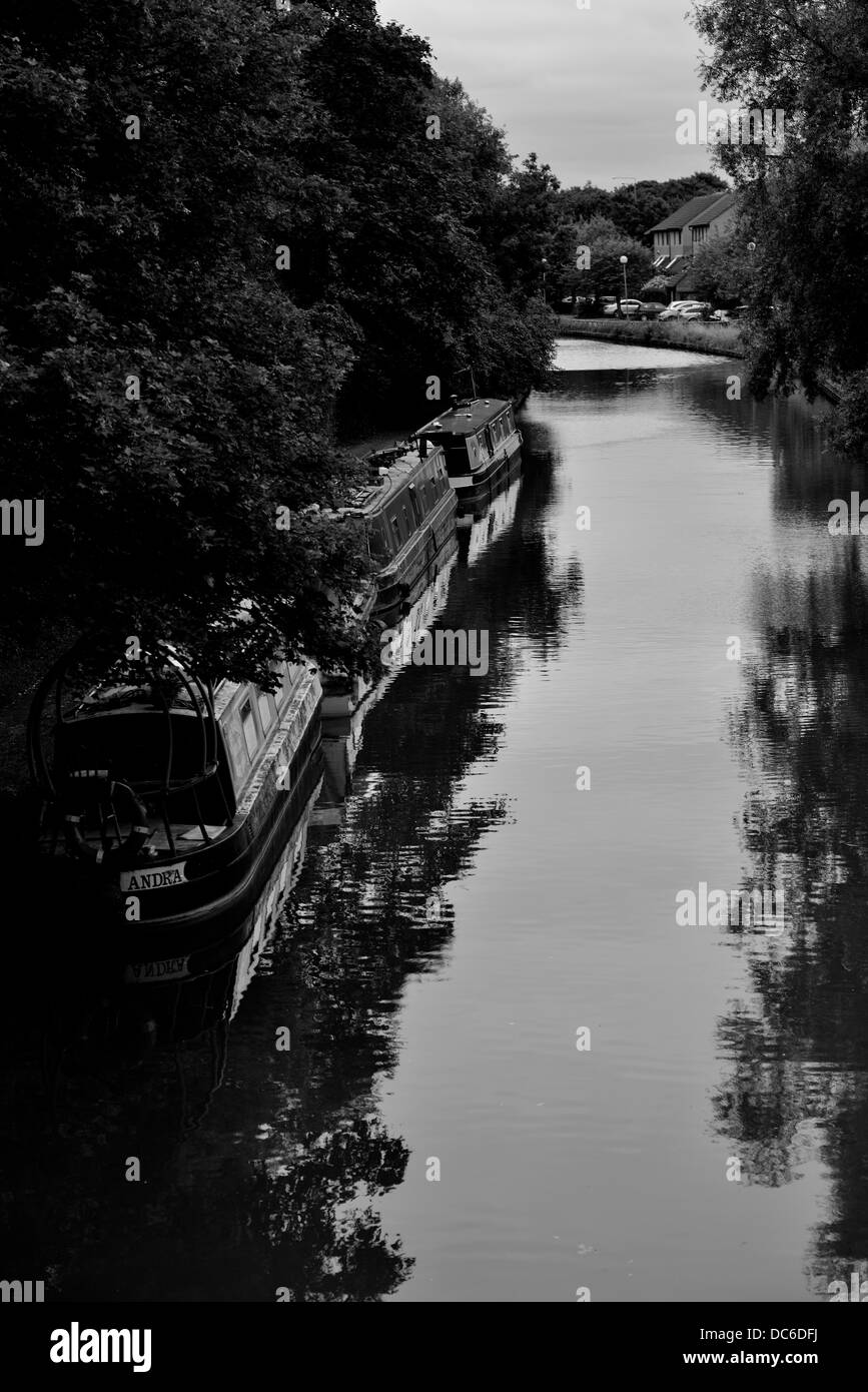 Canal boats or narrowboats Black and White Stock Photos & Images - Alamy