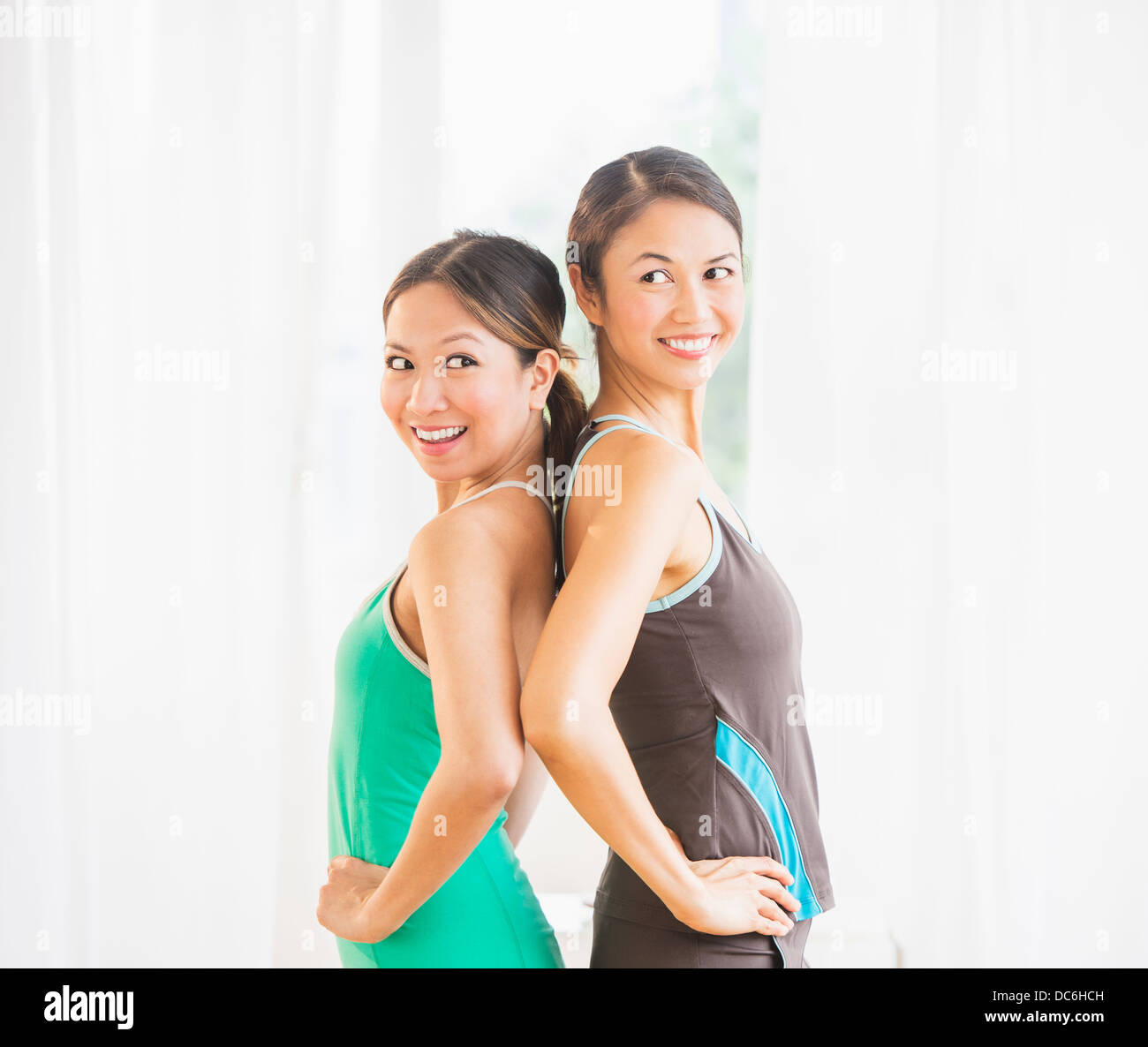 Portrait of two women on yoga class Stock Photo