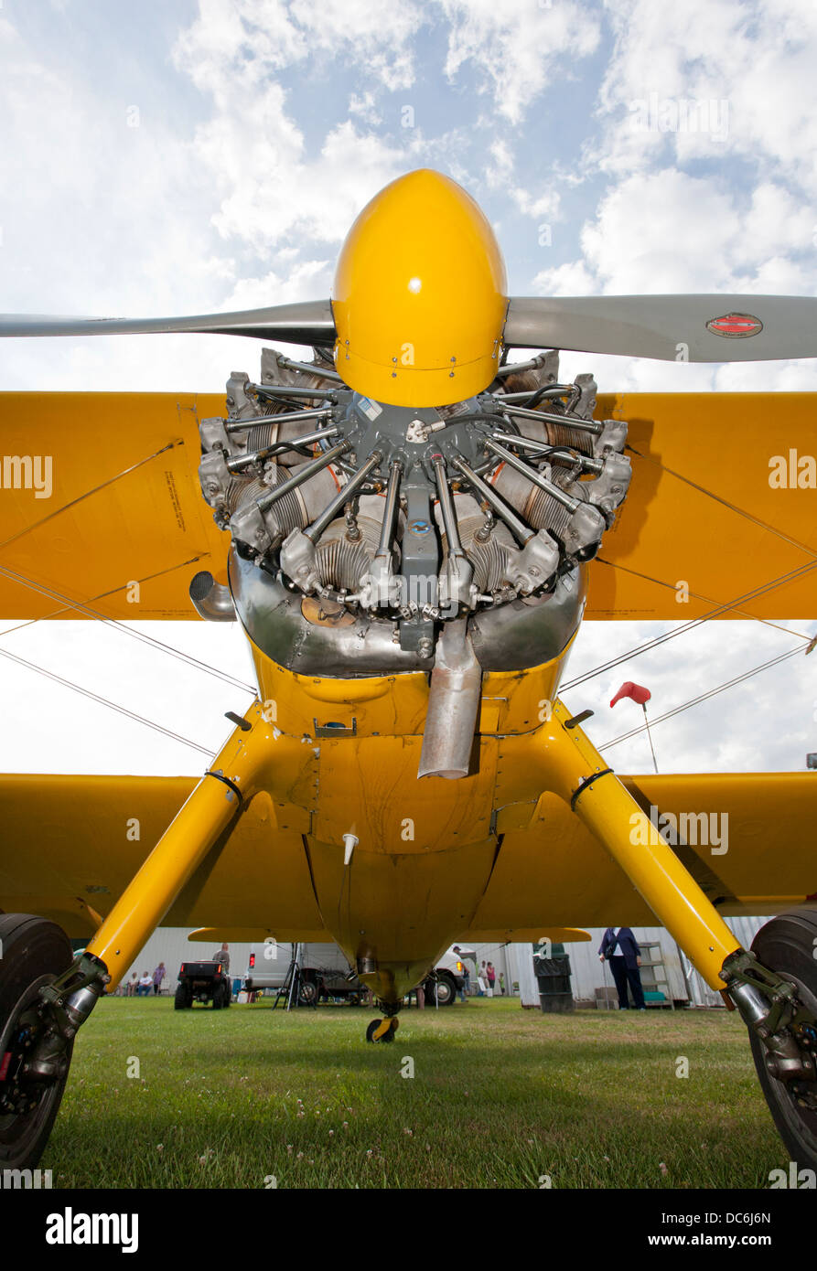 Boeing N2S Stearman (PT-17) propeller and engine Stock Photo