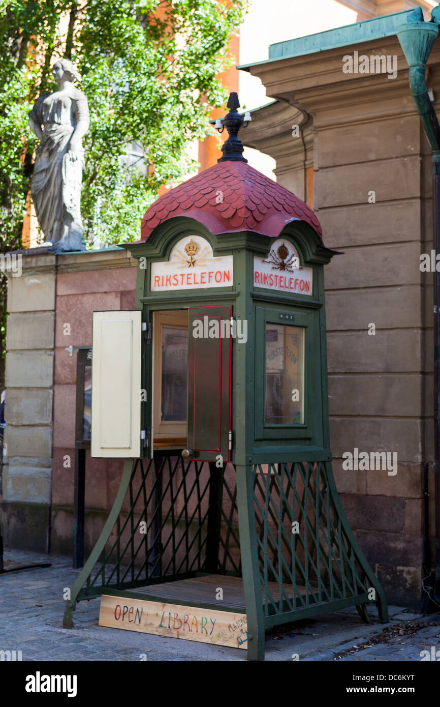 Old-Fashioned Phone Booth, Stockholm, Sweden Stock Photo