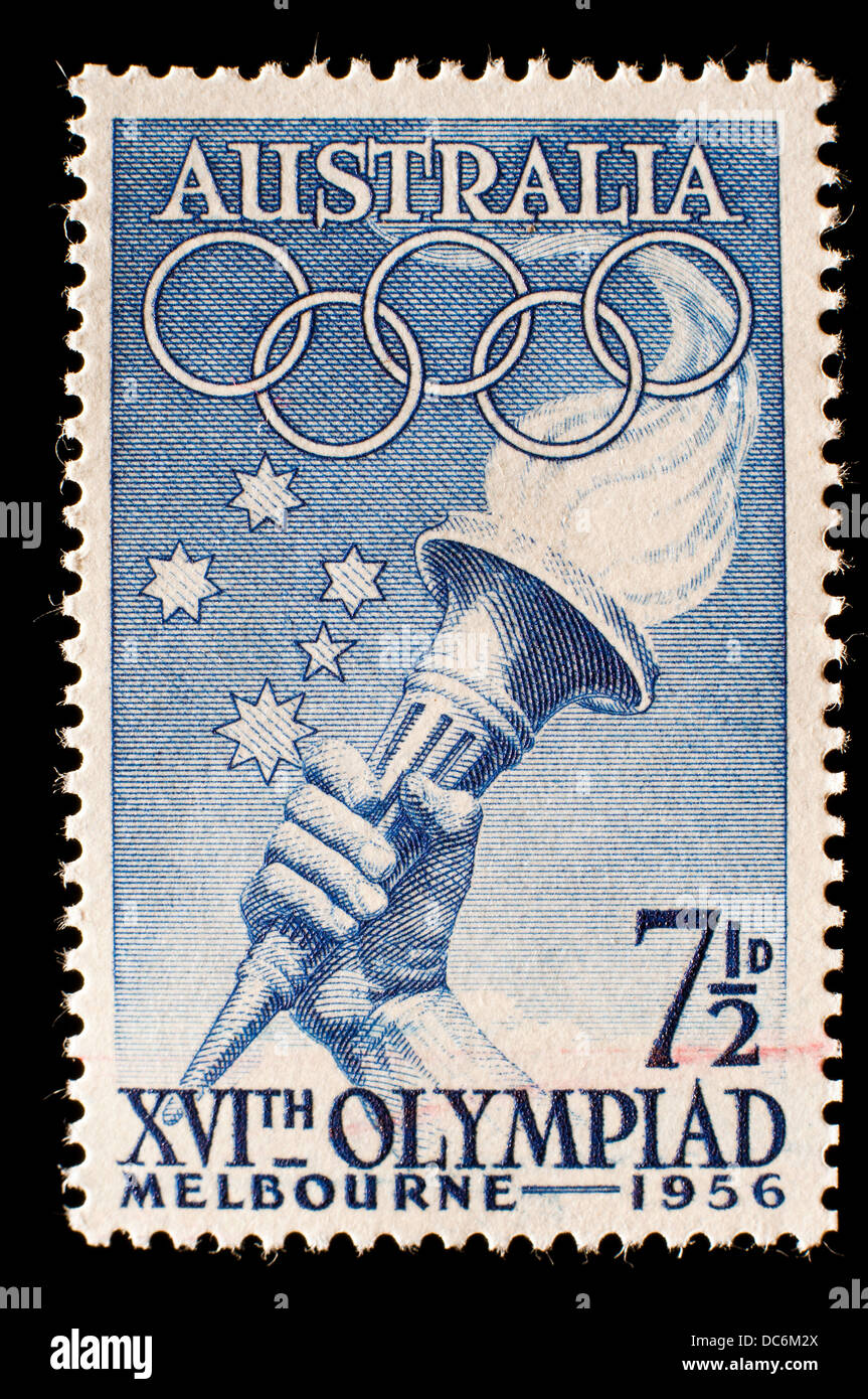 1956 Melbourne Olympic Games Australia postage stamp Stock Photo