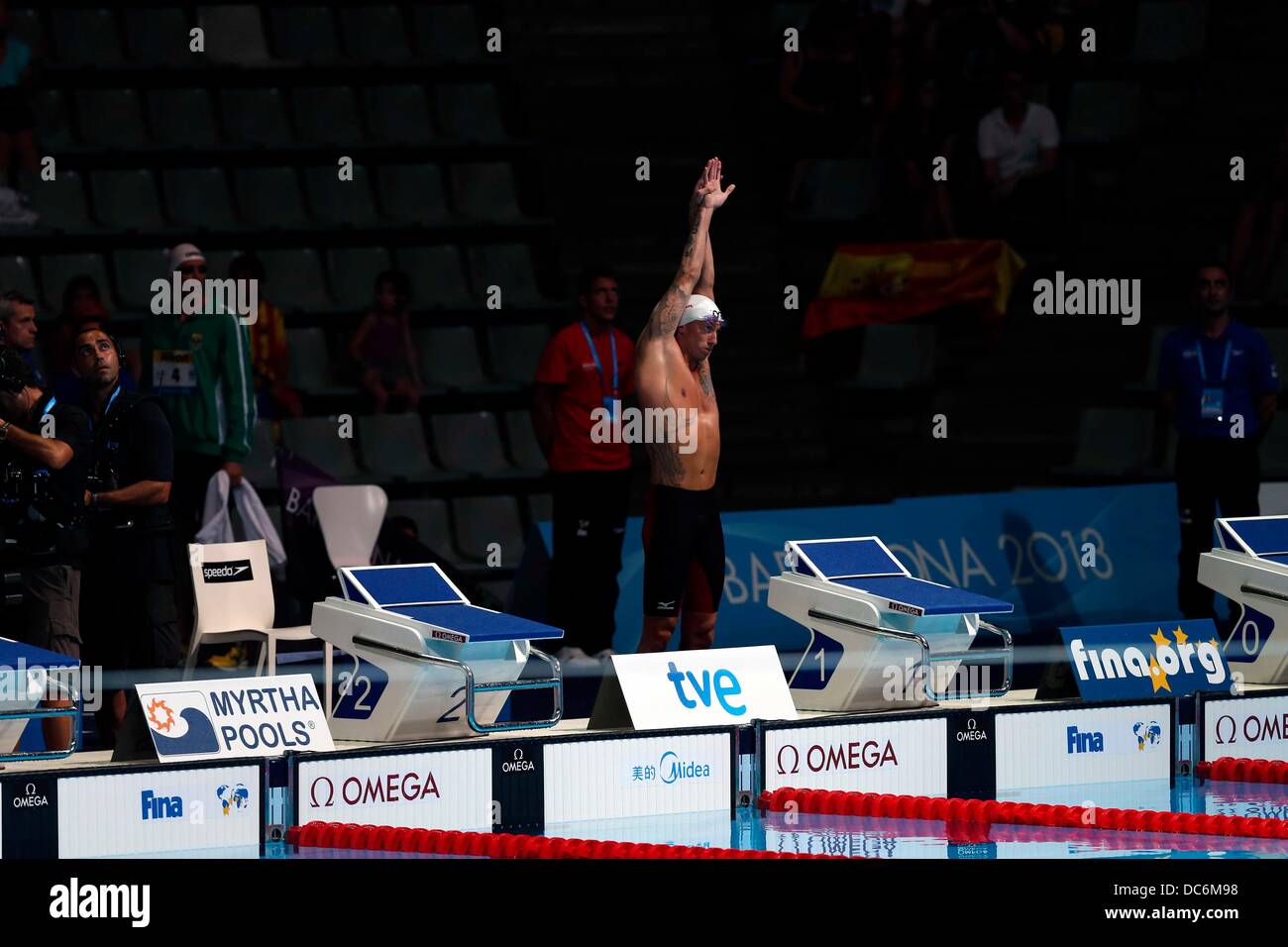 Frederick Bousquet (FRA), JULY 28, 2013 - Swimming : FINA Swimming World Championships Men's 50m Butterfly Semifinals at Palau Sant Jordi arena in Barcelona, Spain. (Photo by D.Nakashima/AFLO) Stock Photo