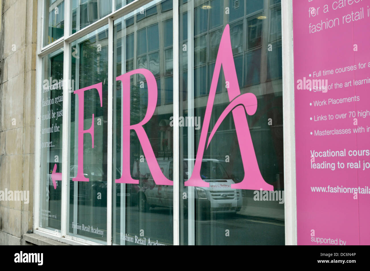 Fashion Retail Academy (FRA) offices in Rathbone Place, Fitzrovia, London, UK. Stock Photo