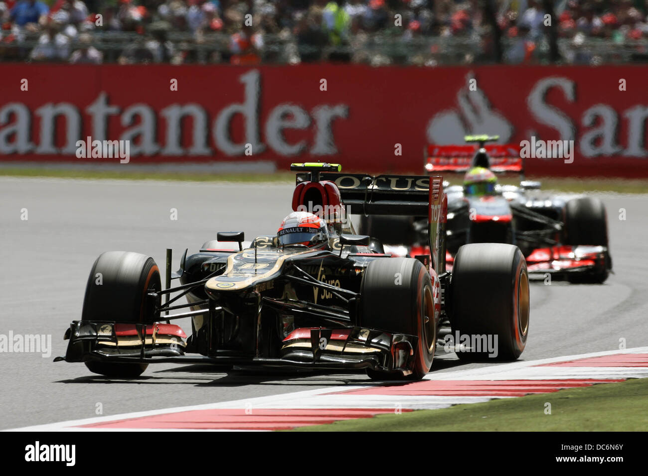 Romain Grosjean, Lotus F1 at the 2013 F1 British Grand Prix, Silverstone. Stock Photo