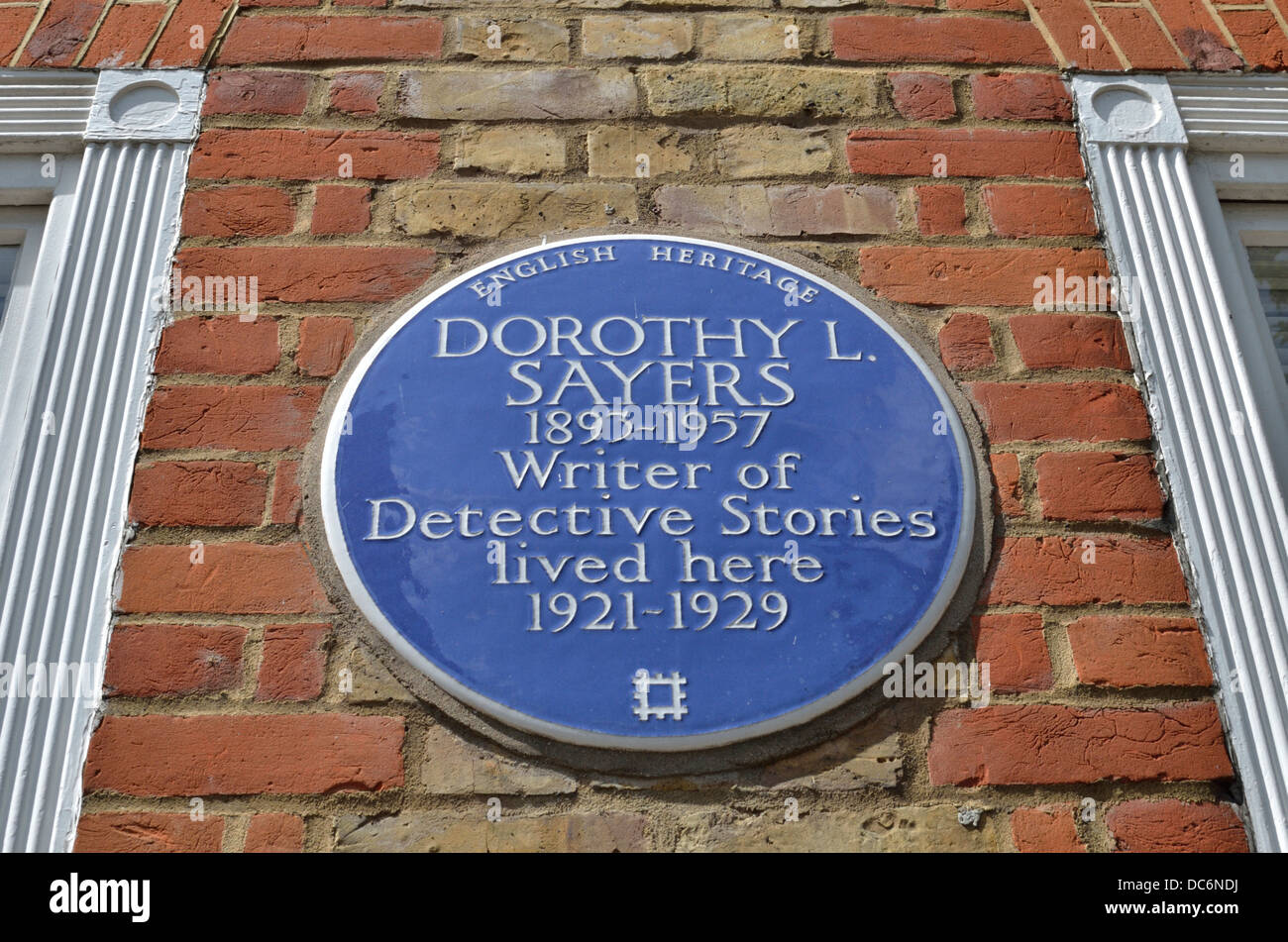 Dorothy L. Sayers blue memorial plaque in Great James Street, Bloomsbury, London, UK Stock Photo
